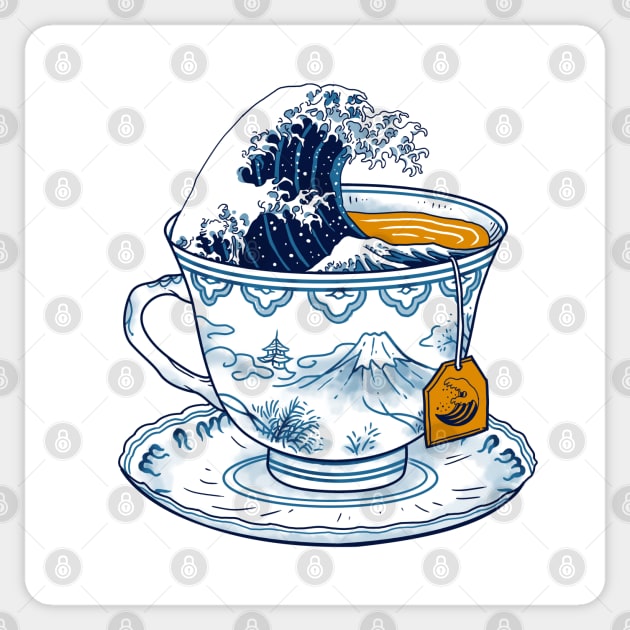 The Great Kanagawa Tea Sticker by Vincent Trinidad Art